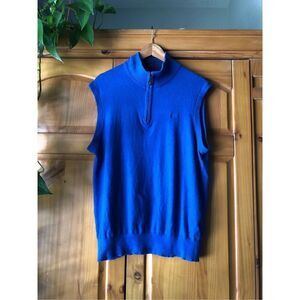 Southern Tide Sweater Vest L Men Blue 1/4 Zip Wool Alpaca Blend